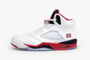 jordan 5 fire red black laces