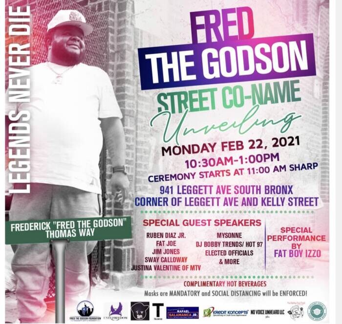 384E6147-FFC8-4FBB-8795-09F2EF5A761B The Fred The Godson Foundation Will Host Unveiling Ceremony for Street Co-Naming of Frederick “Fred The Godson” Thomas Way In Honor of Bronx Rapper 