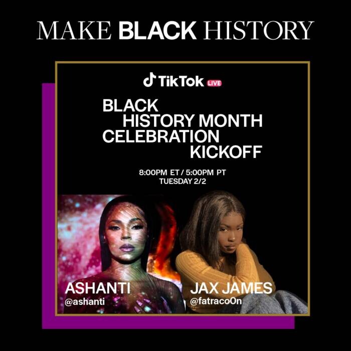 Ashanti Ashanti Kicks Off TikTok's Black History Month Celebration 