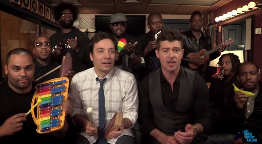 jf Robin Thicke - Blurred Lines Live w/ The Roots On Jimmy Fallon (Video)  