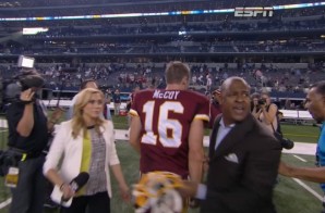Who You Talking To?: Colt McCoy Gets Yanked From Postgame Interview After OT Win vs. Cowboys