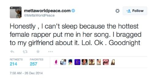 Metta World Peace Becomes Metta Minaj on Twitter.