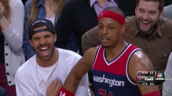 image6 Paul Pierce Shoves Drake During Wizards vs Raptors Game (Video)  