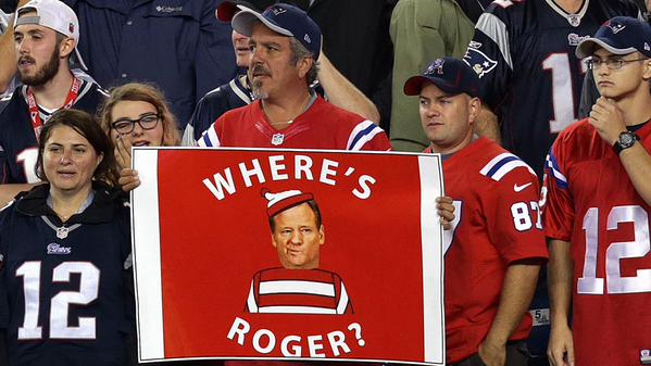 COl54R3XAAAKwyW New England Patriots Fans Troll NFL Commish Roger Goodell With "Where Is Roger" Chants During The 2015 NFL Season Opener (Video)  