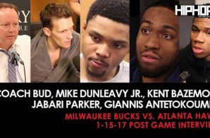 Coach Bud, Mike Dunleavy Jr., Kent Bazemore, Jabari Parker, Giannis Antetokoumpo (Milwaukee Bucks vs. Atlanta Hawks 1-15-17 Post Game Interviews)