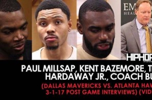 Paul Millsap, Kent Bazemore, Tim Hardaway Jr., Coach Bud (Dallas Mavericks vs. Atlanta Hawks 3-1-17 Post Game Interviews) (Video)