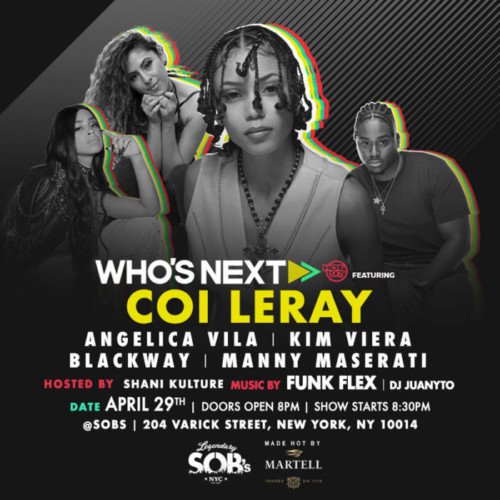WhosNext_04-29-tex-500x500 Hot 97 Presents Who’s Next at SOB’s w/ Coi Leray, Angelica Vila, & More!  