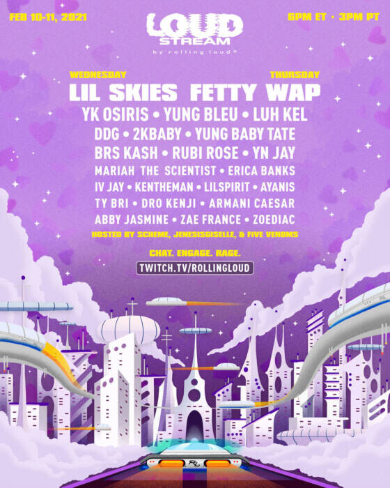 unnamed Rolling Loud Announces 2/10-11 "Loud Stream" on Twitch, Headlined by Lil Skies & Fetty Wap  